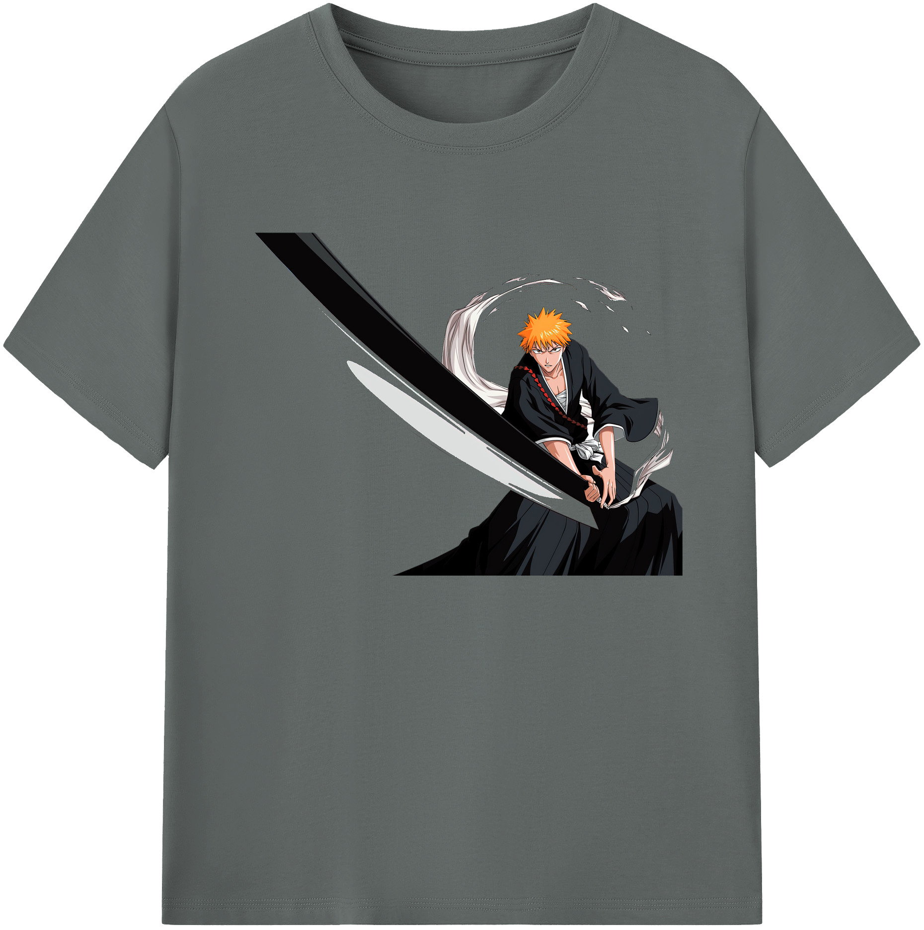 （画像用） ブリーチ 黒崎一護（くろさき いちご）BLEACH Kurosaki Ichigo 綿100％ メンズ半袖Tシャツ｜肌触りやわらか＆通気性